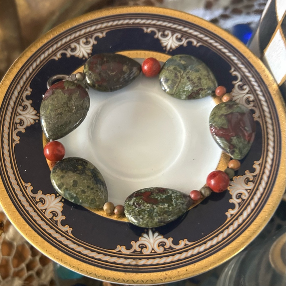 Vintage Dragon Blood & Red Jasper Bracelet